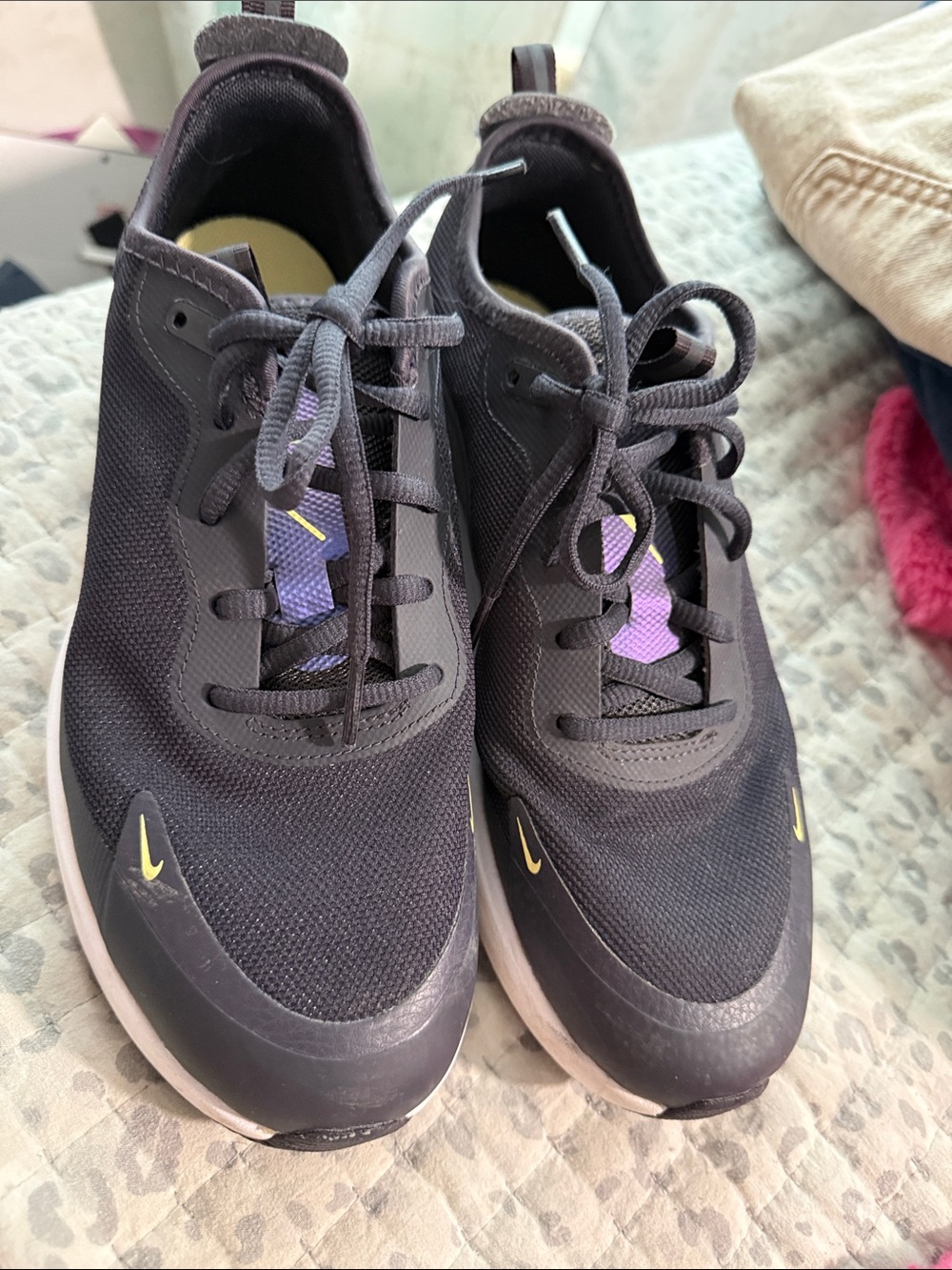 Nike Black Sneakers with Yellow and Purple Accents